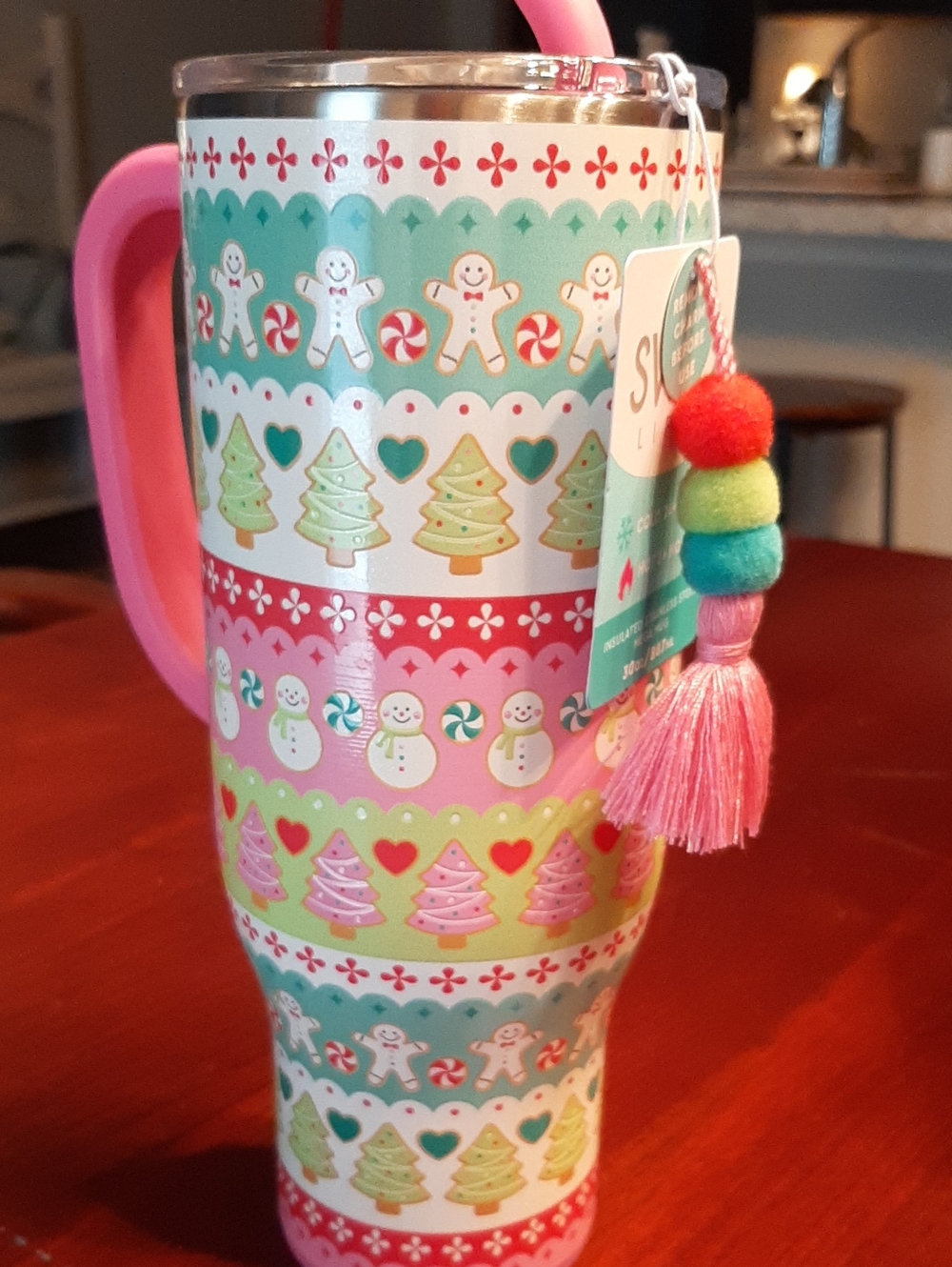 Swig 30oz Holiday Tumbler with Pink Handle, New With Tags